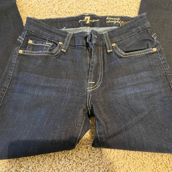 7 For All Mankind Dark Blue Straight Leg Jeans - Picture 6 of 7